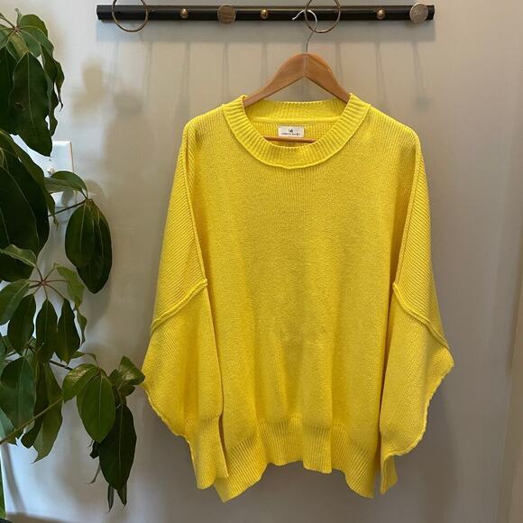 Urban Daizy Oversized Knit Sweater | Soft Cotton Blend, Daffodil Yellow, L NWOT - Picture 2 of 5